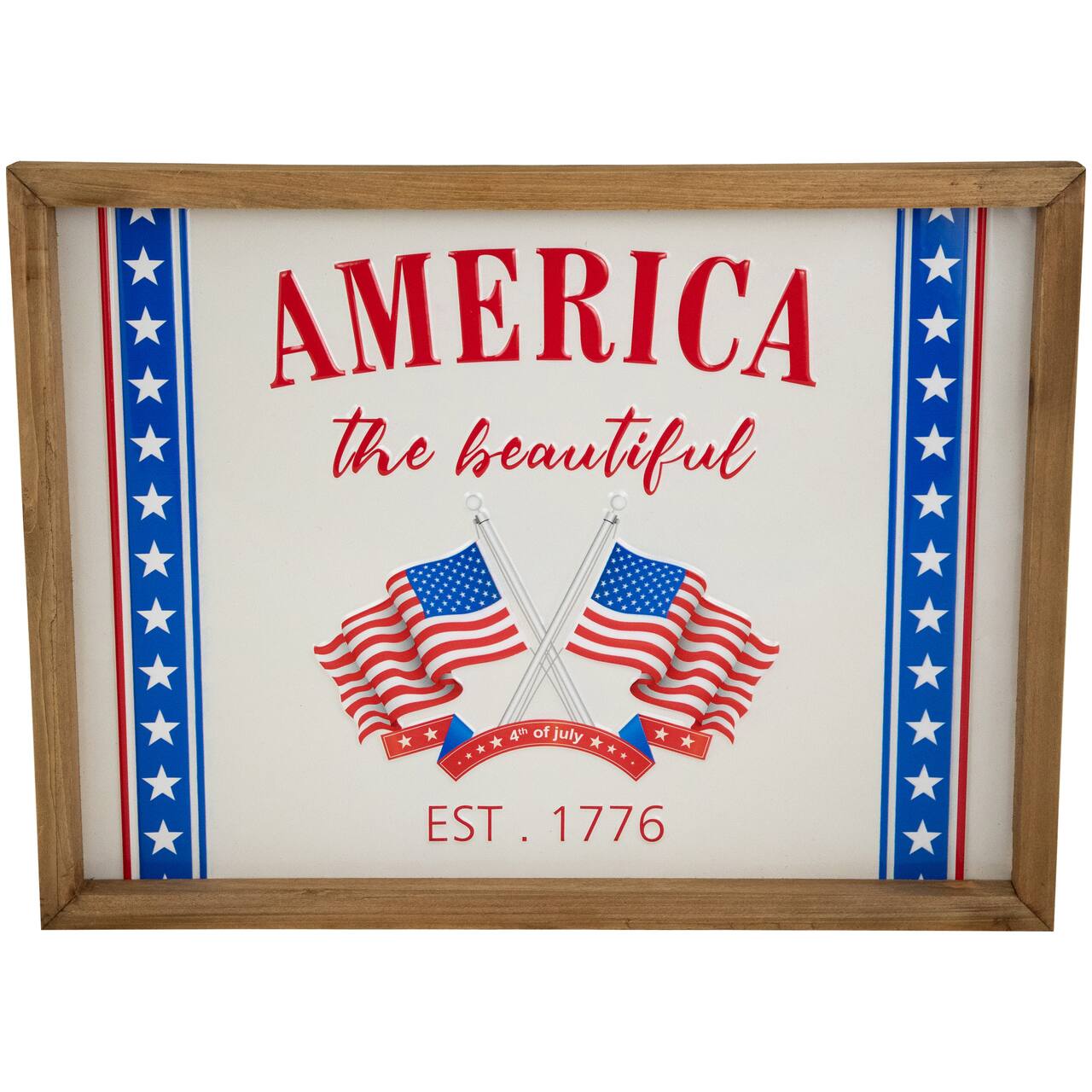 15.75" America the Beautiful Patriotic Framed Wall Sign
